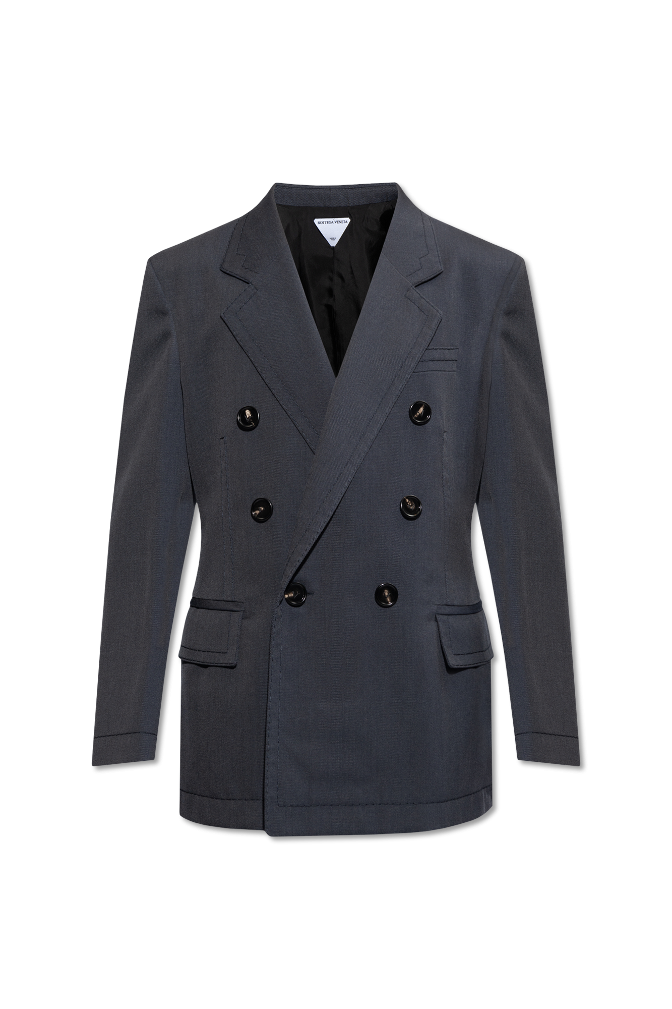 Navy blue Wool blazer 11in bottega Veneta - parka z kapturem